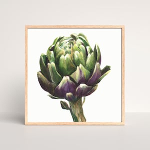 Artichoke Art Print, Botanical Watercolor Painting, Printable Wall Decor, Garden Vegetable Kitchen Dining Room Art, Instant Digital Download