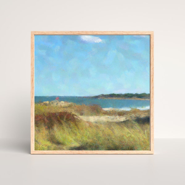 Sand dune abstract landscape impressionist painting | Printable, digital download for rocky sand New England coastal beach house home decor