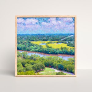 Tree Line Vista Art Print | Tree Field Forest Farm River Abstract Impressionist  Painting | Nature Wall Decor | Green Landscape Nature Print