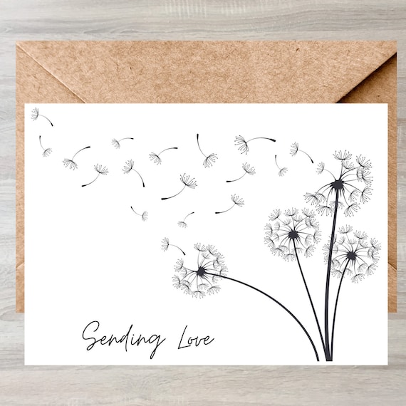 Sending Love Sympathy Card | Dandelion Condolence (digital