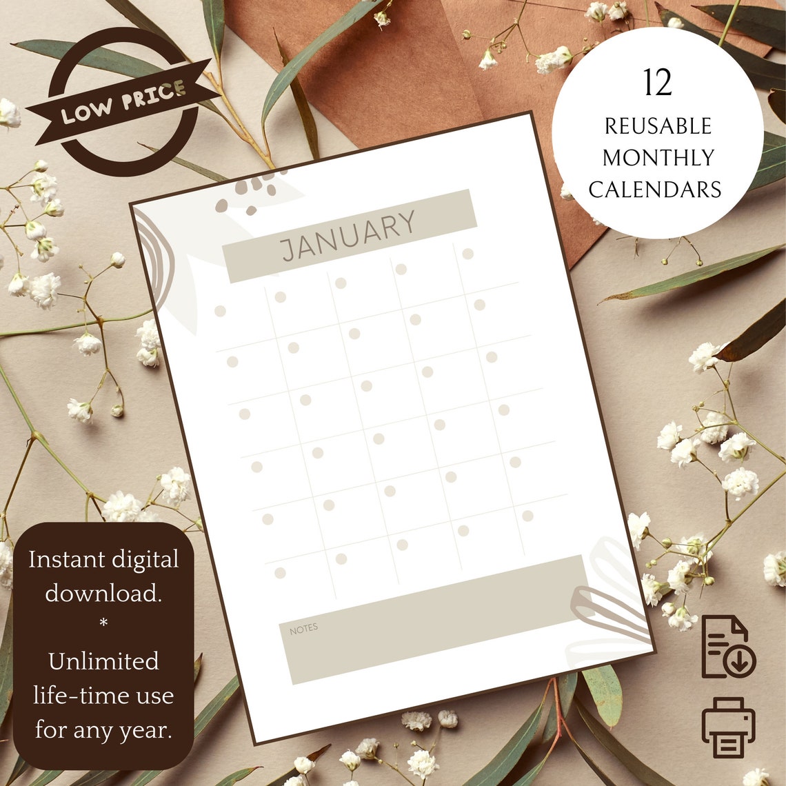Daily Planner Printable Inspirational Goals Planner Monthly Calendar ...