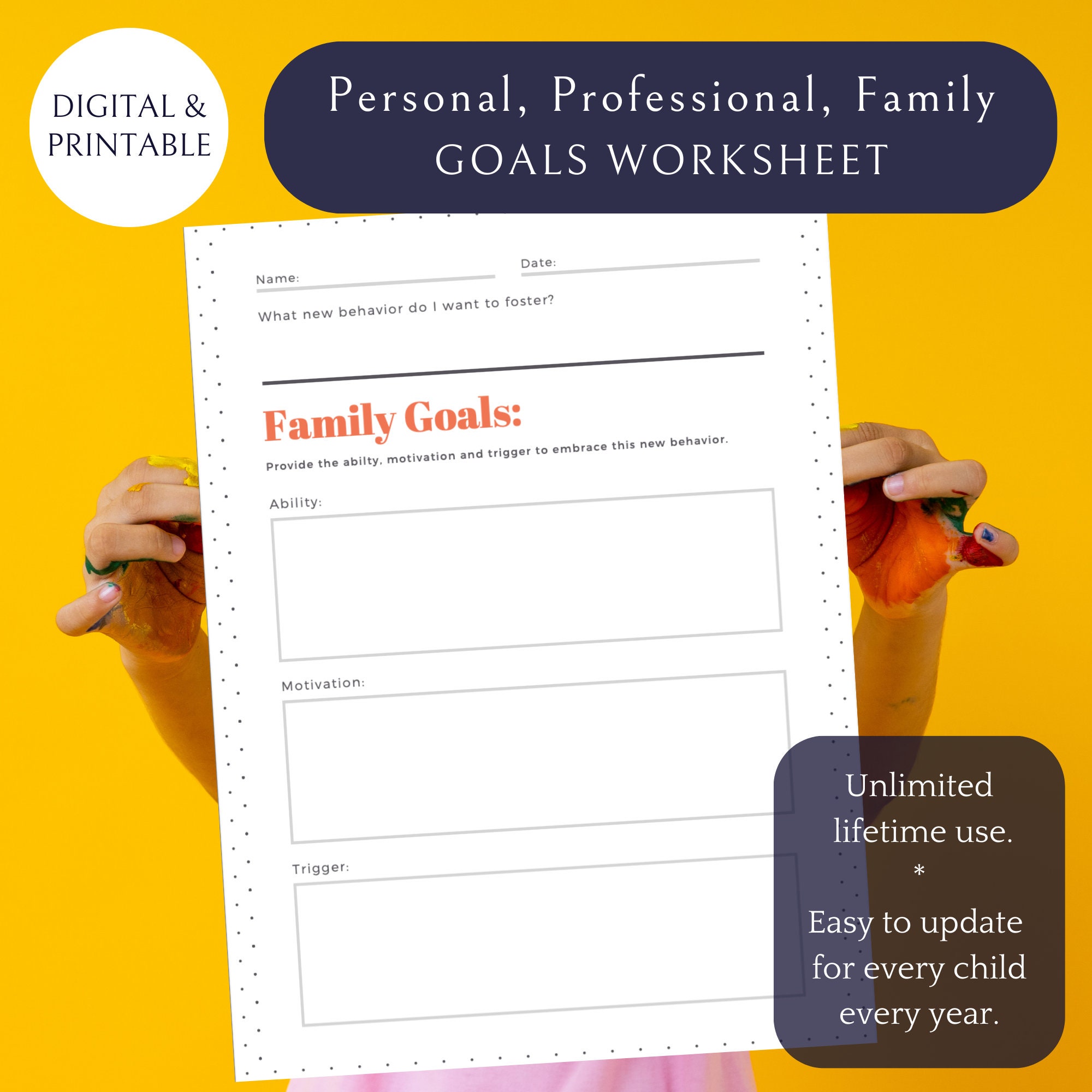 Ability Goals Goals Worksheet | Ability, Motivation, Trigger SMART Goals | Instant ...