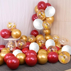 Red Gold Balloons Garland Kit 100 Pack White Metallic Gold | Etsy