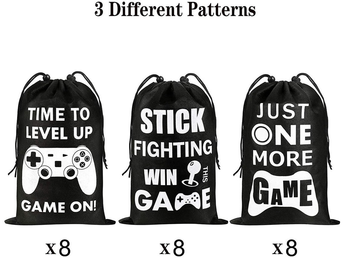24 Pack Video Game Party Supplies Gaming Party Bags Drawstring Etsy