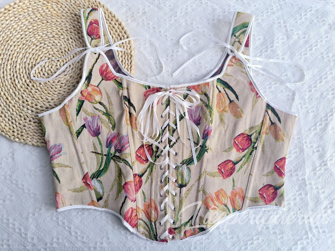 Tulip Corset Top Renaissance Corset Peony Rose Plus Size Etsy