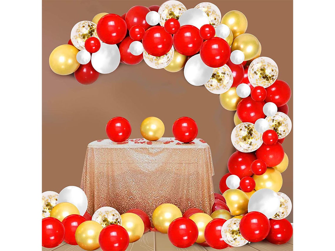 Red Gold Balloons Garland Kit 100 Pack White Metallic Gold Etsy