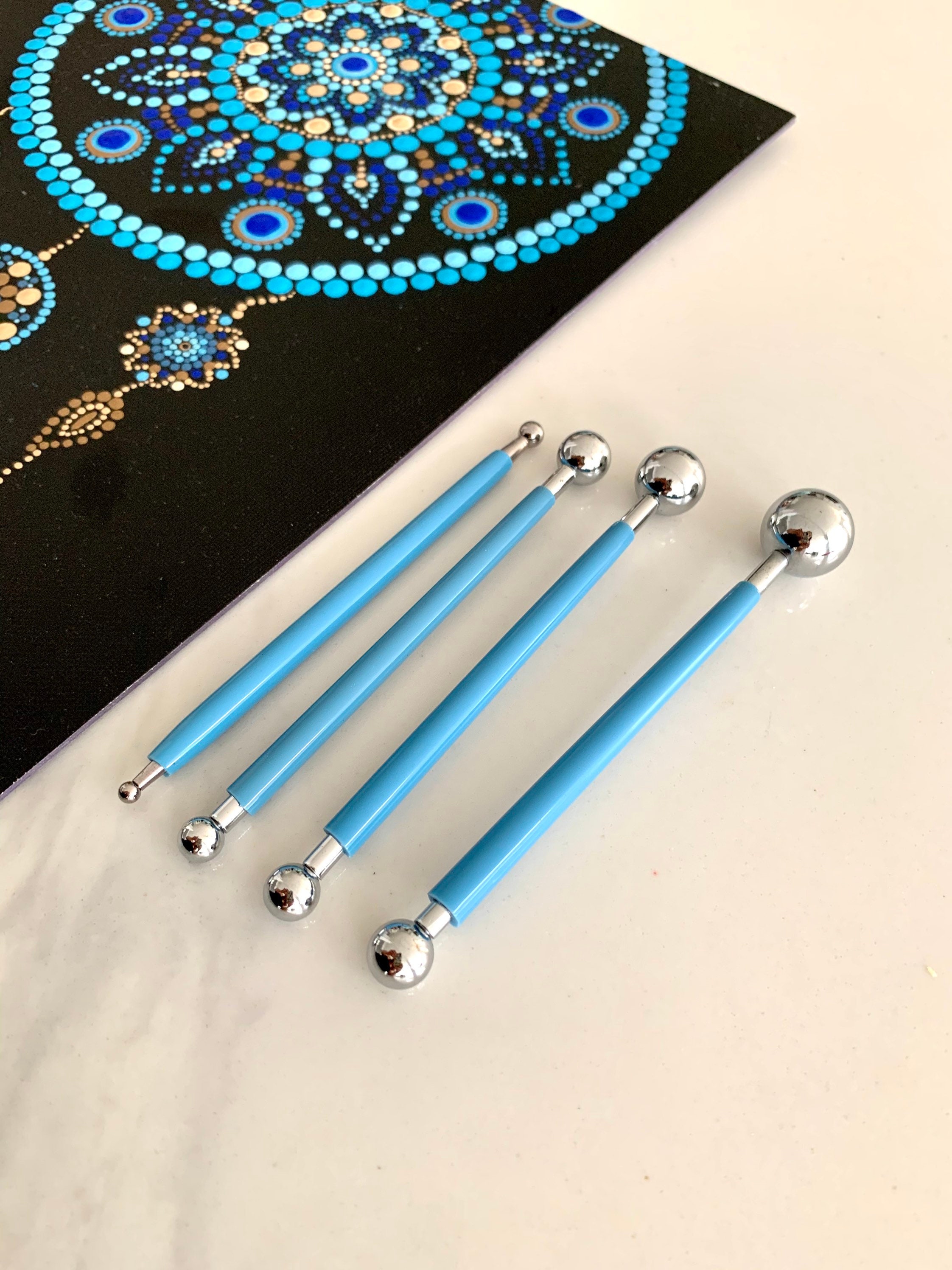 Blue Green Mandala Dotting Tools, Dot Painting Tools, Dotting Tool