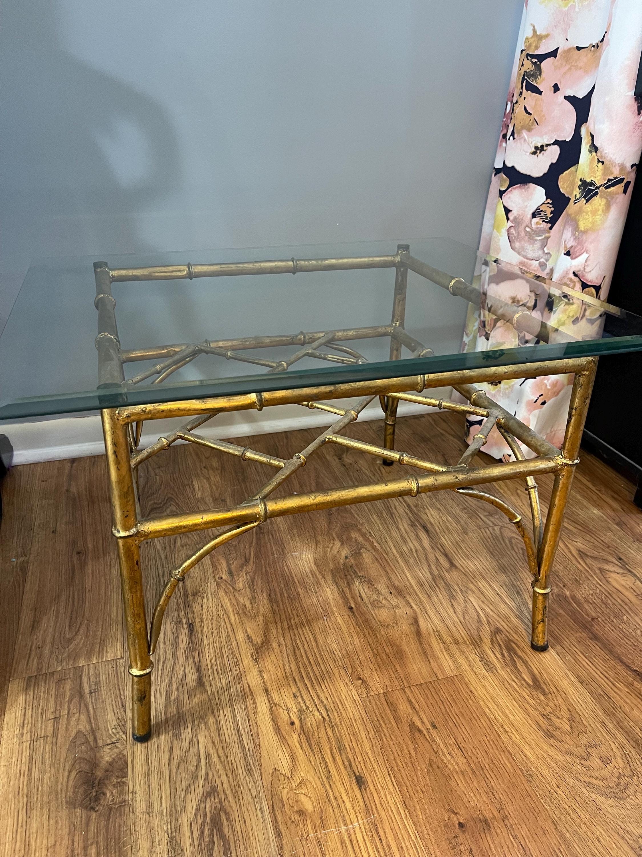 Bamboo glass top side table - Etsy.de