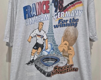 Vintage France 1998 Football World Cup Graphic Spellout T-Shirt