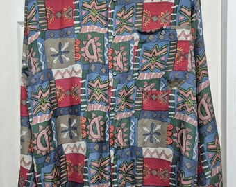 Vintage 80s Madchester Rave Ibiza Silk Shirt