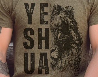 Camiseta con el león de Yeshua, regalo para hombre, camiseta con gráfico suave del rey de la fe cristiana