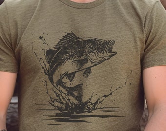 Cadeau t-shirt pêche à l'achigan, t-shirt papa père pêcheur