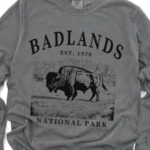 Badlands National Park Bison Long Sleeve Tshirt Gift Tee, South Dakota Buffalo