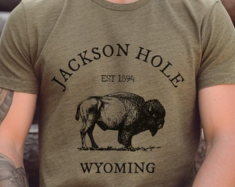 Jackson Hole Wyoming Bison Tshirt, Mens Buffalo Tee Shirt