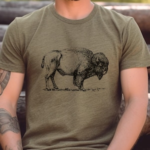 Bison Shirt, Mens Bison Tshirt, Yellowstone Montana Buffalo Shirt, Wyoming Shirt