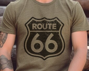 Camiseta de la Ruta 66, camiseta vintage con señal de tráfico, regalo