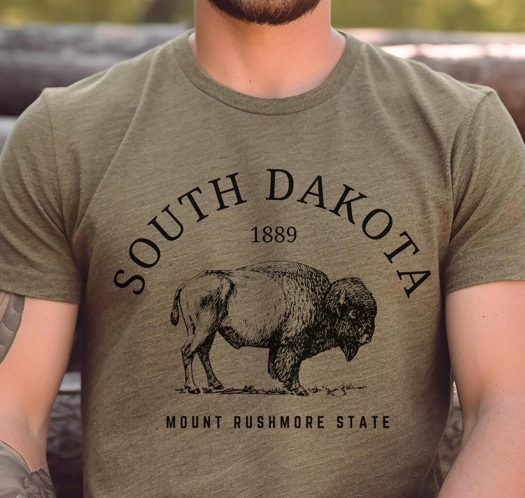 South Dakota Bison Tshirt Gift Tee, Mount Rushmore State Buffalo