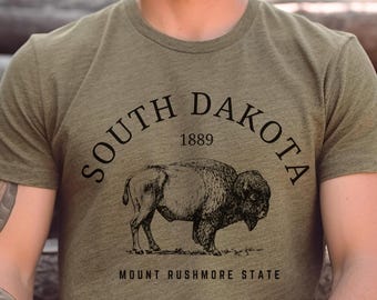 Süddakota Bison Tshirt Geschenk Tee, Mount Rushmore State Buffalo Shirt