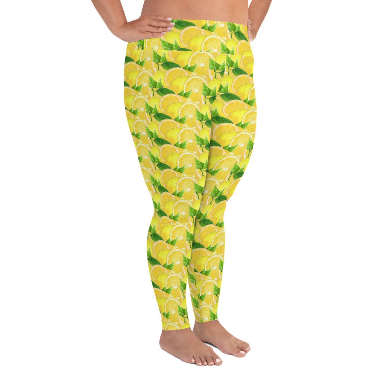 Lemon Leggings Stretchy Spandex Leggings Fun Printed Fruit Etsy