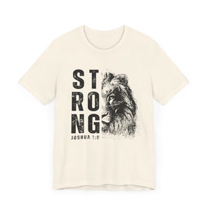 Lion of Judah Shirt, Strong Christian Mens Lion Graphic Tee Natural