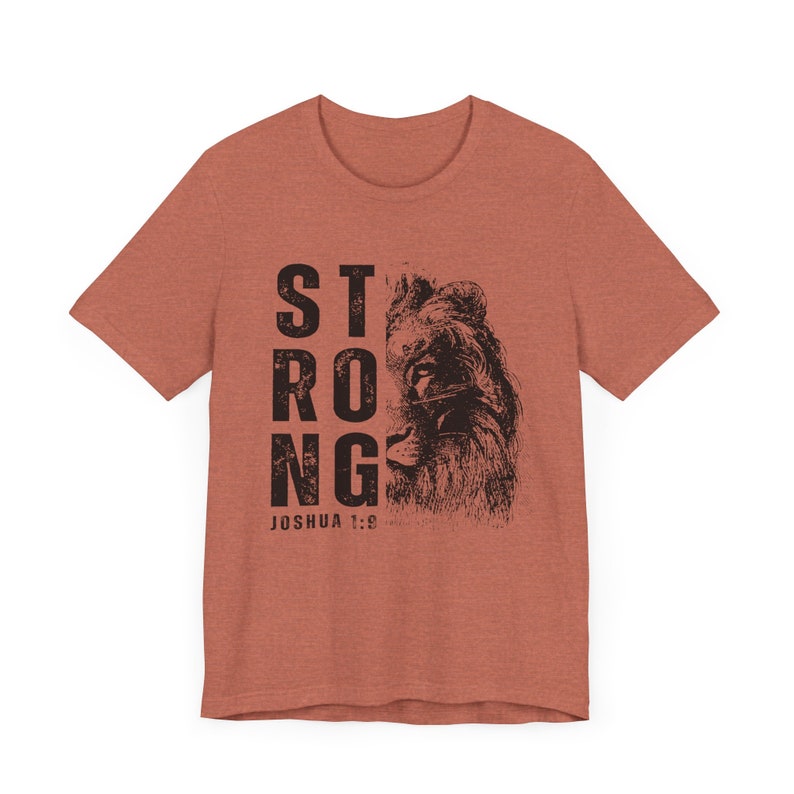 Lion of Judah Shirt, Strong Christian Mens Lion Graphic Tee Heather Clay