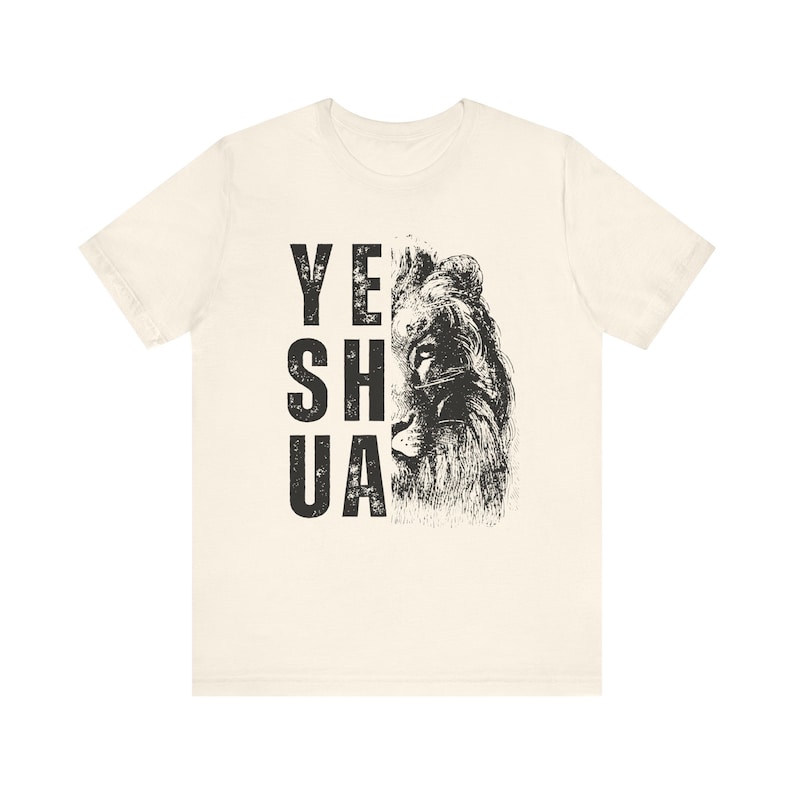 Yeshua leeuw T-shirt cadeau, heren christelijk geloof koning zachte grafische tshirt Natural