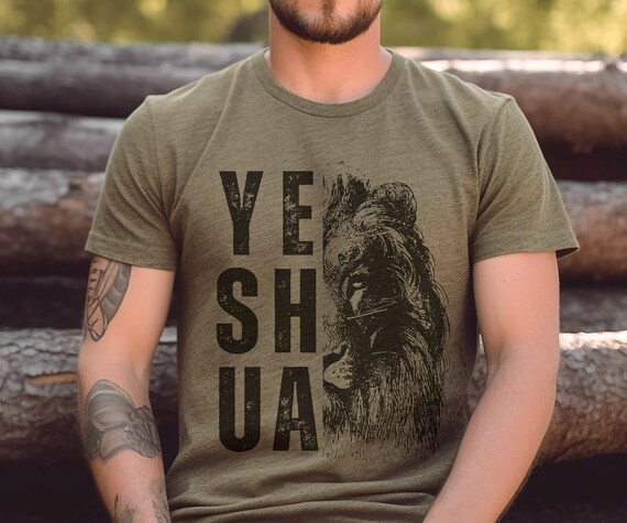 Yeshua Lion Tee Shirt Gift, Mens Christian Faith King Soft Graphic Tshirt