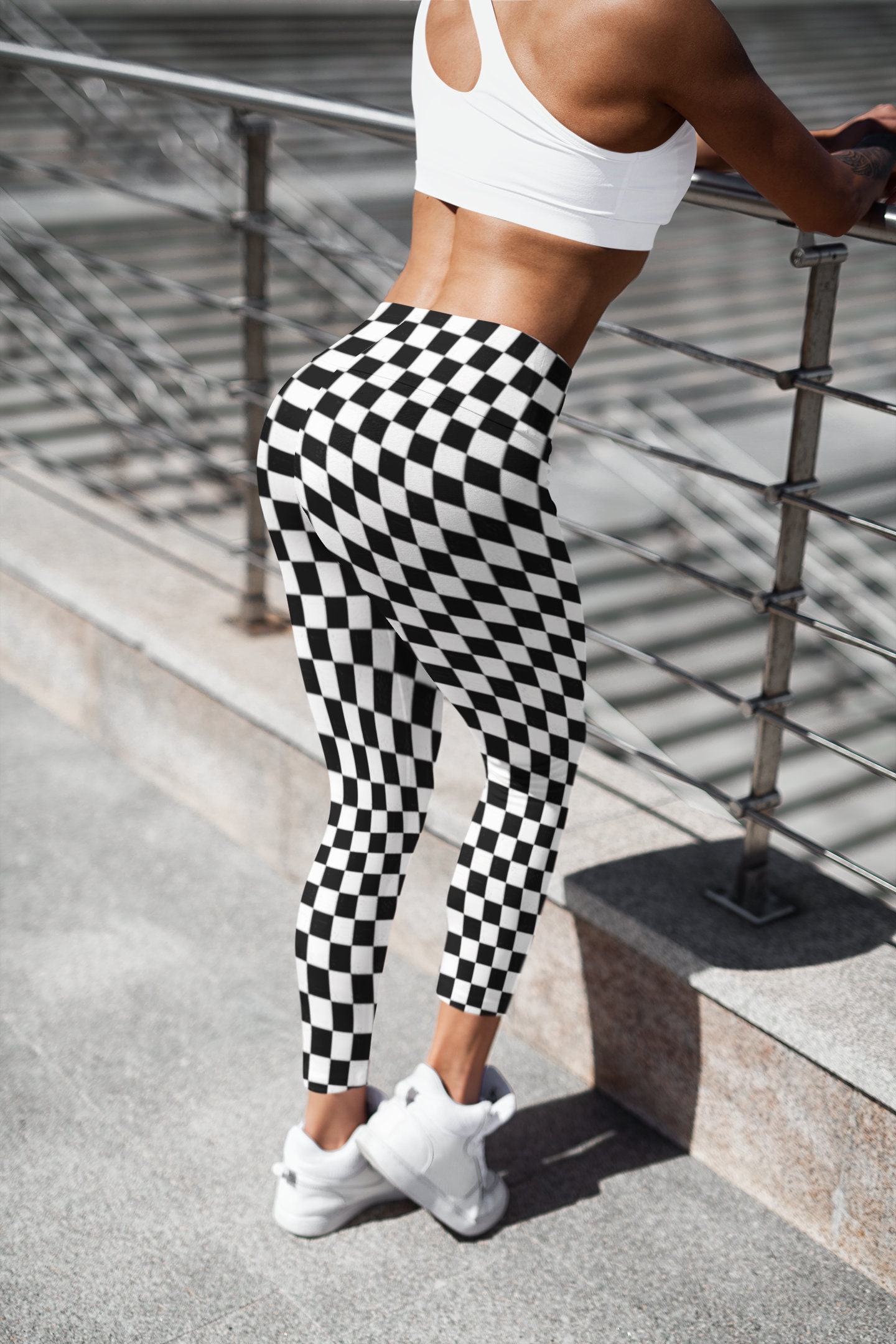 Black And White Patterned Gym Leggings