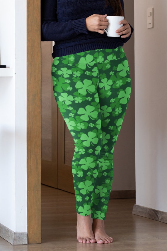 Plus Size Shamrock Leggings St Patricks 