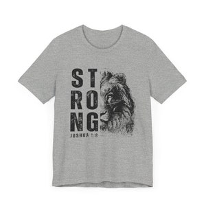 Lion of Judah Shirt, Strong Christian Mens Lion Graphic Tee Athletic Heather