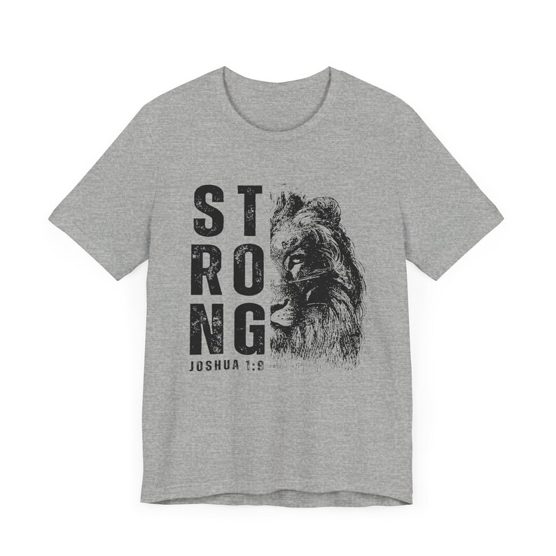 Lion of Judah Shirt, Strong Christian Mens Lion Graphic Tee Athletic Heather