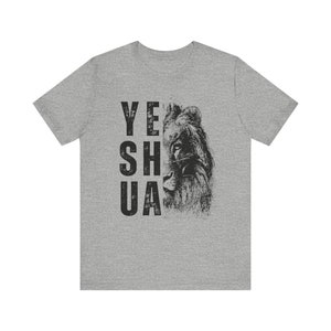 Yeshua leeuw T-shirt cadeau, heren christelijk geloof koning zachte grafische tshirt Athletic Heather