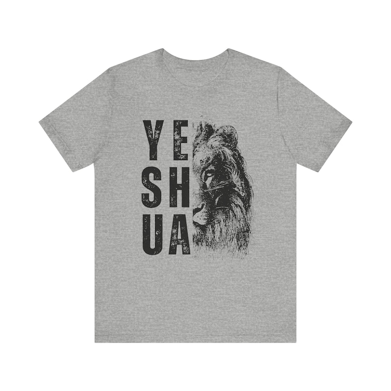 Yeshua leeuw T-shirt cadeau, heren christelijk geloof koning zachte grafische tshirt Athletic Heather