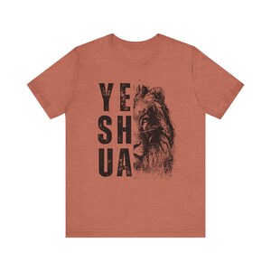 Yeshua leeuw T-shirt cadeau, heren christelijk geloof koning zachte grafische tshirt Heather Clay