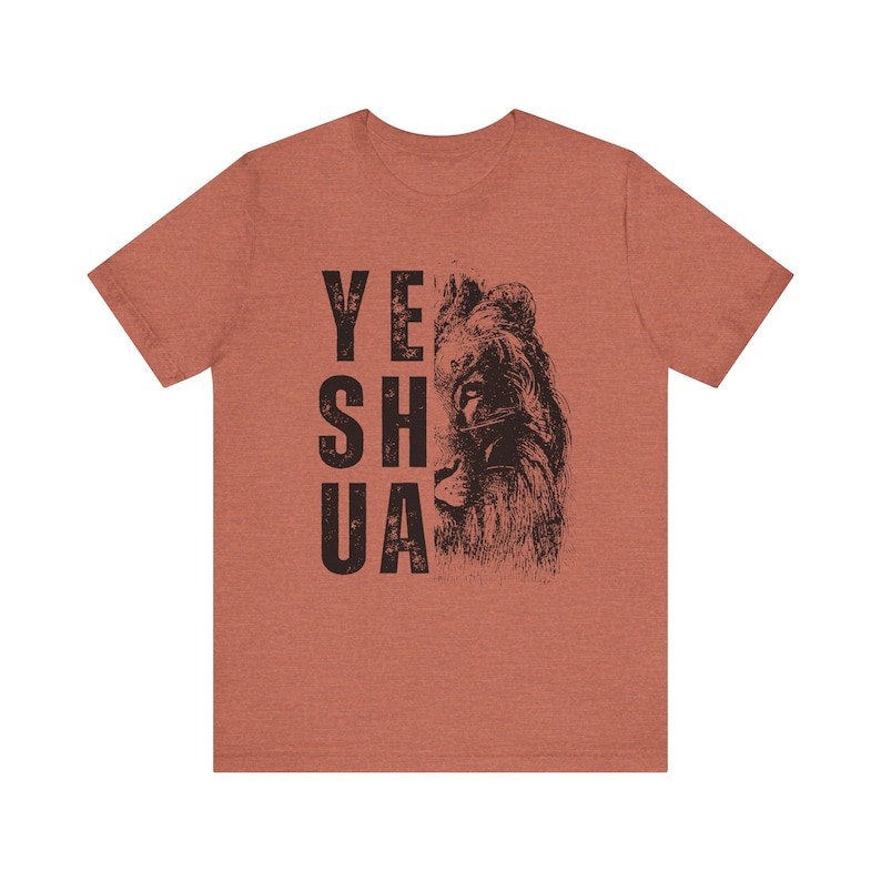 Yeshua leeuw T-shirt cadeau, heren christelijk geloof koning zachte grafische tshirt Heather Clay
