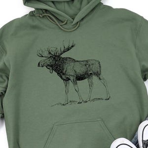Graphic Moose Hooded Sweatshirt, Elk Hoodie