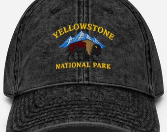 Yellowstone National Park Vintage Embroidered Cotton Twill Washed Cap