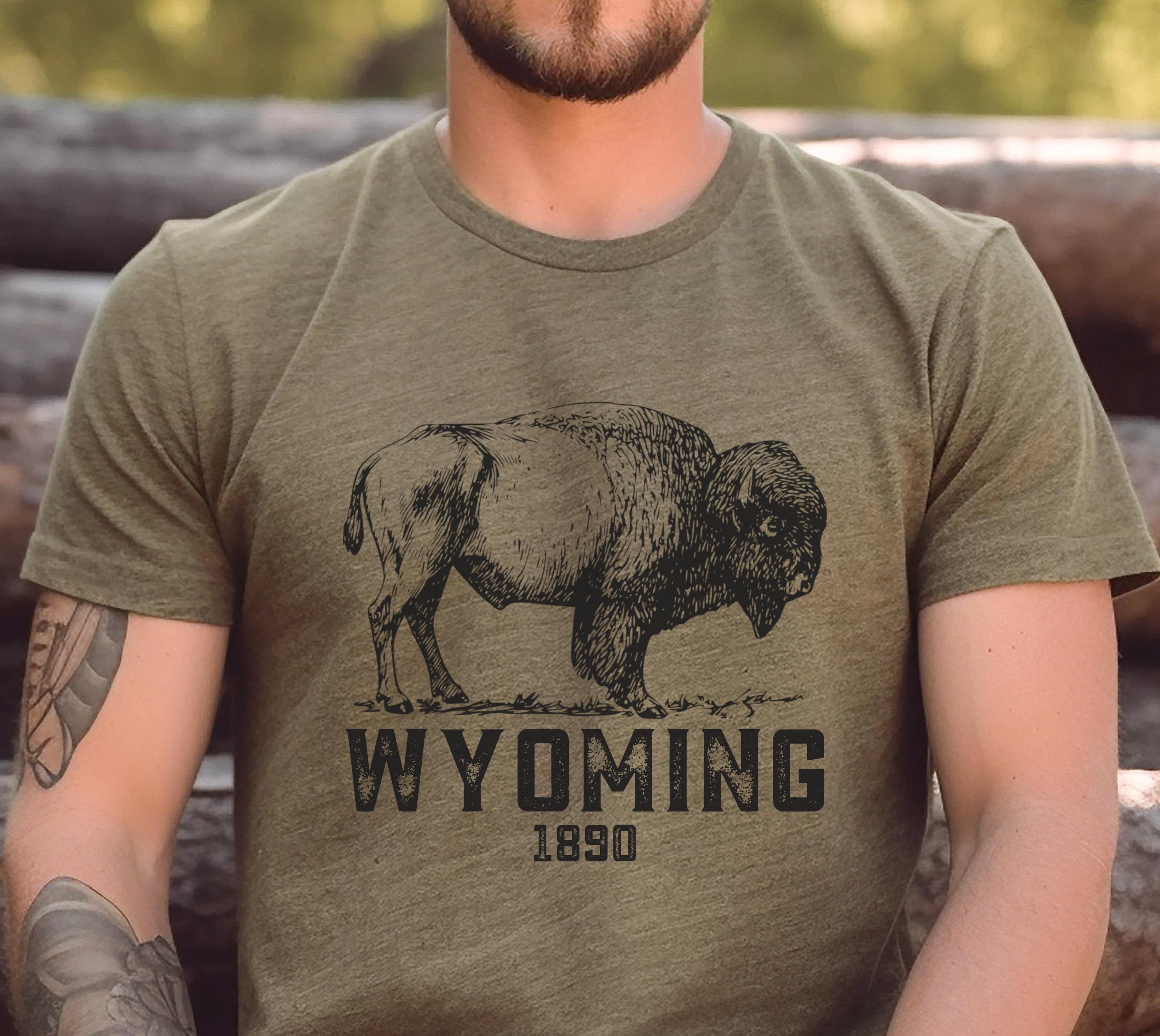 Wyoming Bison Tshirt Gift Tee, Buffalo Shirt