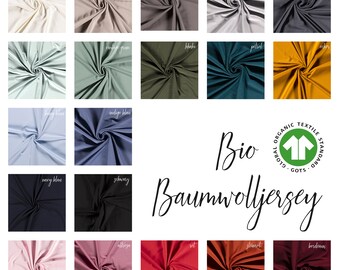 GOTS BIO Baumwolljersey Jersey uni - verschiedene Farben - Baumwolle - Öko-Tex 100 - unisex - ab 50 cm
