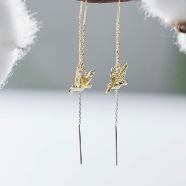 Boucles d'oreilles pendantes oiseau colibri