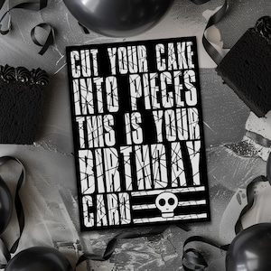 Cartão de aniversário Nu Metal | Last Resort Emo Lyric Greeting | Presente de celebração pop punk preto brilhante | Cartão de metalcore punny para fãs alternativos