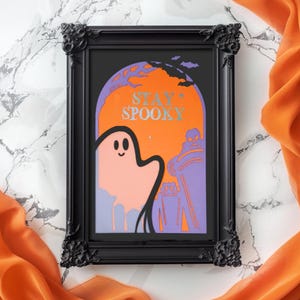 Décoration murale fantôme reste fantasmagorique | Papier d'art Halloween fait main sans cadre A4 8 x 10 | Cadeau détail holographique pour amis | Carte Juste parce que