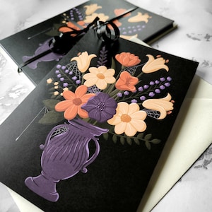 5er Set Gothic Blumenstrauß Karten | Gruseliger Blumengruß | Alternatives Blanko Geschenk für Mama, Oma, Freunde, Familie | Rohling für Jede Feier