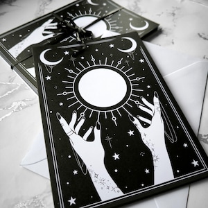 Paquet de 5 cartes de sorcières à faire soi-même | salutation effrayante, écrivez votre propre message | Cadeau vierge alternatif pour maman, grand-mère, soeur, amis | Gothique, Astrologie