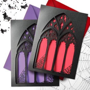 Gothic Arch Greeting Card | Handmade Church Window Alternative Bridal, Wedding, Birthday, Anniversary, Thank You Keepsake Card for Goth