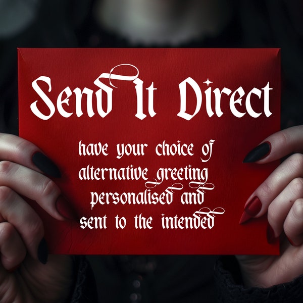 Send It Direct to Recipient | ADD-ON: Personalisation & UPGRADE Shipping | Mailing Service | Personalised Message in Gothic Greeting Card