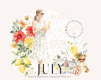 Monthly Planner Subscription | JULY 2026 Stationery SubKit | Summer Holiday Coastal Travel Journaling Sticker Set Junk Journaling Scrapbook