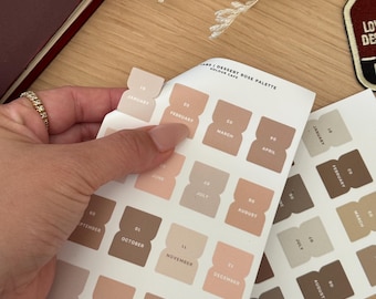 Neutral Planner Tab Stickers | Premium Matte Vinyl  Stickers for Planers and Journals | Hobonichi Stalogy A5 A6 Travelers Company | UK
