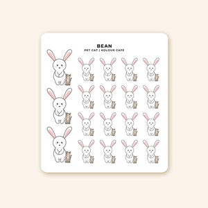 Pet Cat / Kitten B059 Cute Character Sticker | Bean Bunny | Kawaii Journal and Planner Sticker Sheets | White Non-transparent Matte