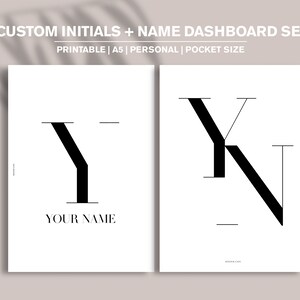 PRINTABLE Custom Planner Initials and Name Dashboard Set / Personalized Dashboards / Printable Planner Dashboard / A5 Pocket Personal